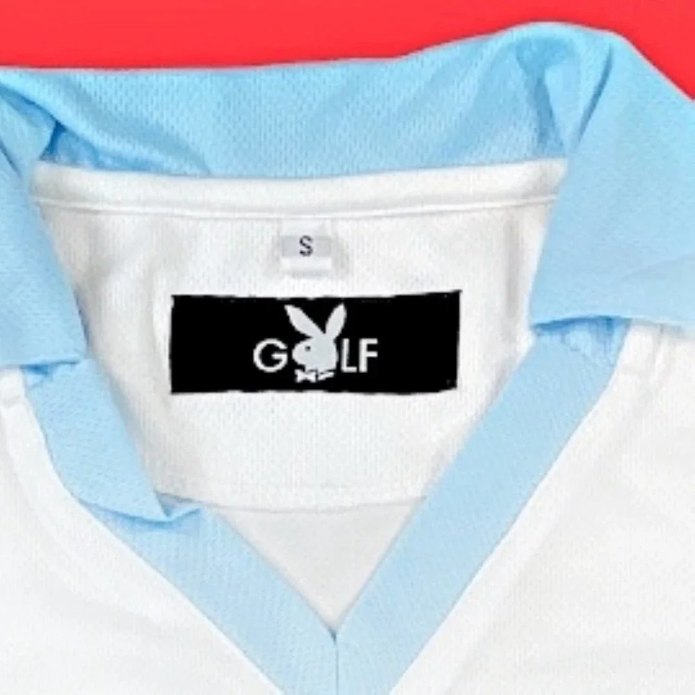 NEW Playboy Girls of Golf Top White Blue Embroidery from Tournament Sz Small - Picture 3 of 3